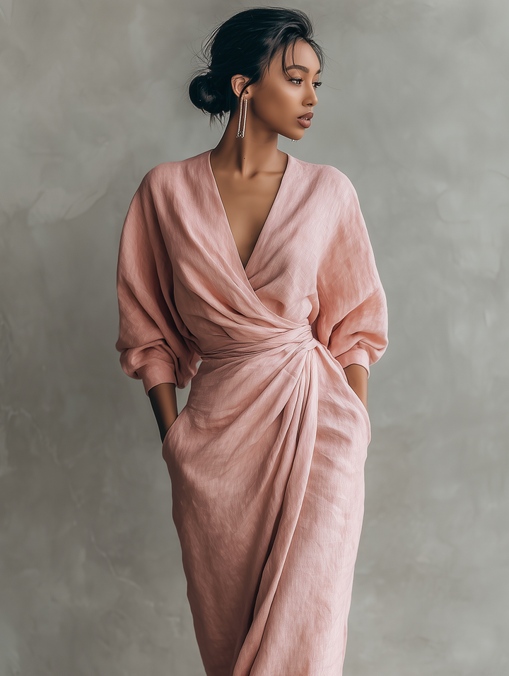 AILÍONN | MINIMALIST LINEN BLEND MAXI DRESS