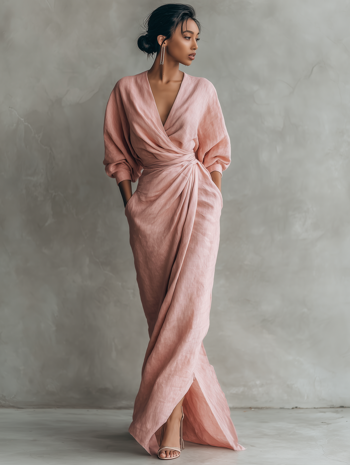 AILÍONN | MINIMALIST LINEN BLEND MAXI DRESS