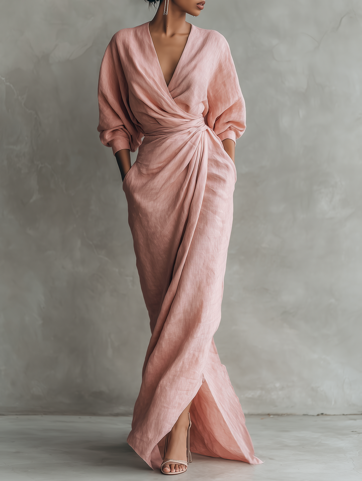 AILÍONN | MINIMALIST LINEN BLEND MAXI DRESS