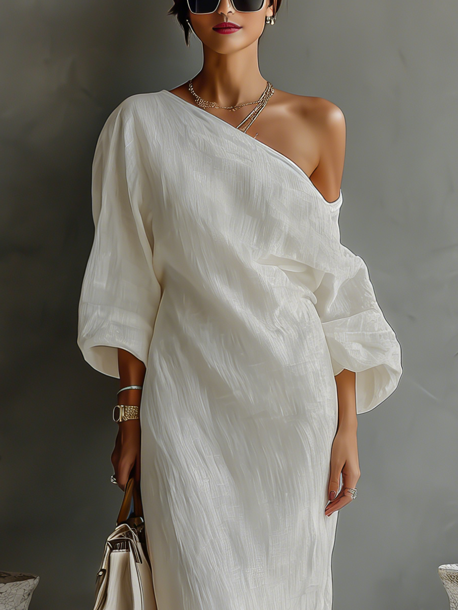 RUAIDHRÍN | OFF-SHOULDER LINEN BLEND MAXI DRESS