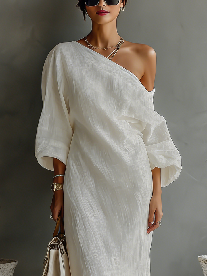 RUAIDHRÍN | OFF-SHOULDER LINEN BLEND MAXI DRESS