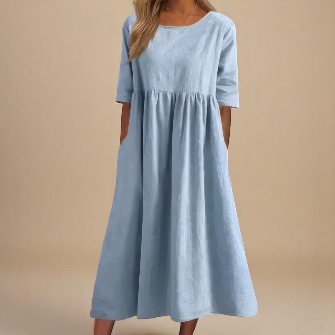 SAOIRSE | LINEN-BLEND SUMMER DRESS WITH POCKETS