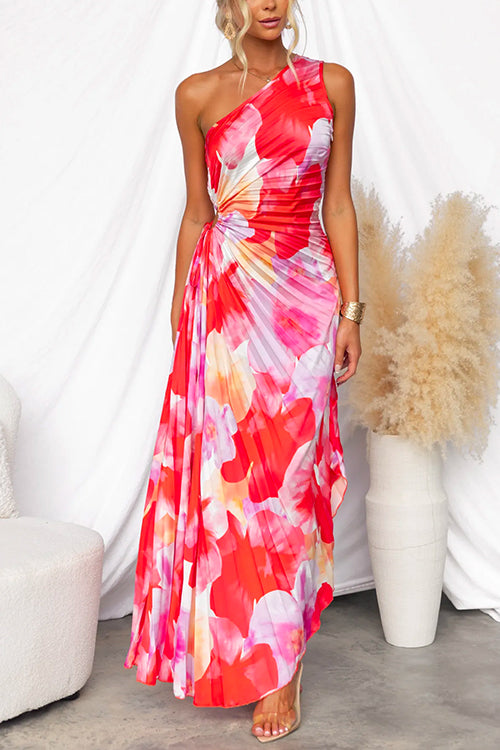 RIONA | PLEATED ONE-SHOULDER DRESS