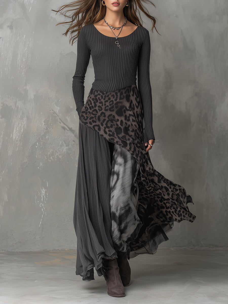 CAIRREANN | BOHEMIAN LEOPARD PRINT MAXI DRESS