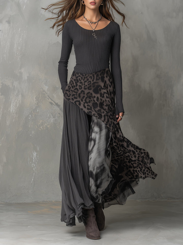 CAIRREANN | BOHEMIAN LEOPARD PRINT MAXI DRESS