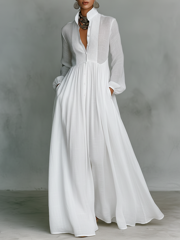 SUAILCE | PATCHWORK LINEN BLEND MAXI DRESS