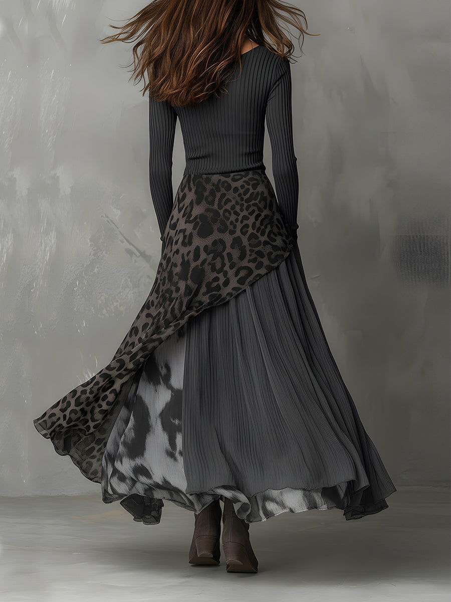CAIRREANN | BOHEMIAN LEOPARD PRINT MAXI DRESS