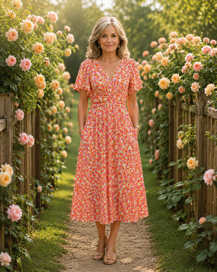 EITHNÉAN | ELEGANT FLOWING SUMMER MIDI DRESS