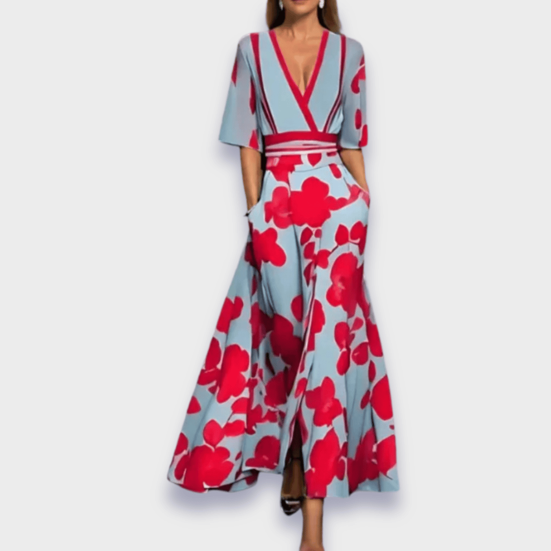 NUALA | ELEGANT FLORAL A-LINE DRESS