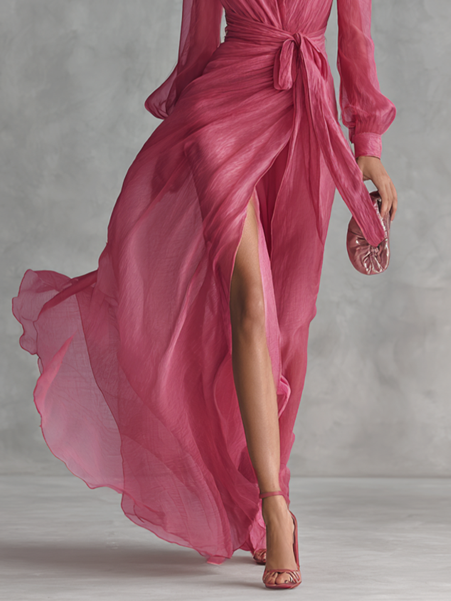 DUIBHEASA | ELEGANT BEADED CHIFFON MAXI DRESS