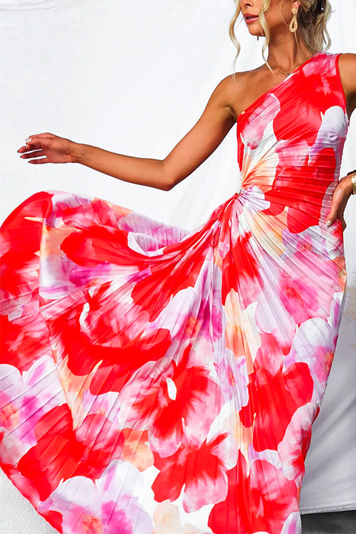 RIONA | PLEATED ONE-SHOULDER DRESS