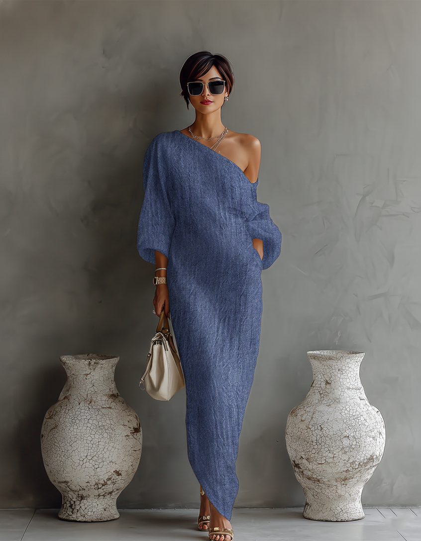 RUAIDHRÍN | OFF-SHOULDER LINEN BLEND MAXI DRESS