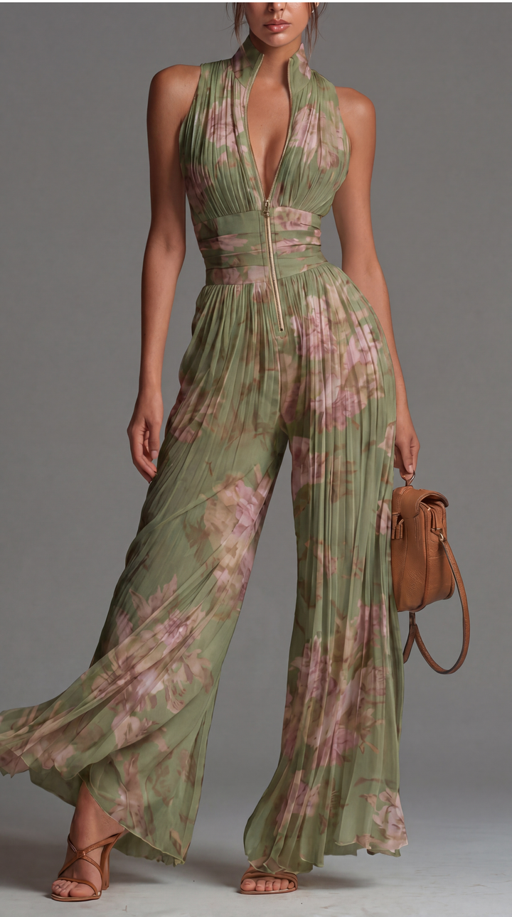 AILEANN | FLORAL PLEATED CHIFFON JUMPSUIT
