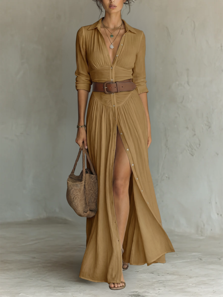 SEOIRSEAN | PLEATED LINEN BLEND MAXI DRESS