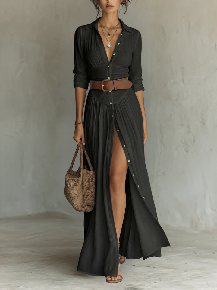 SEOIRSEAN | PLEATED LINEN BLEND MAXI DRESS