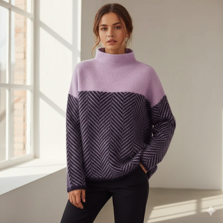 Eva - Herringbone Knit Sweater