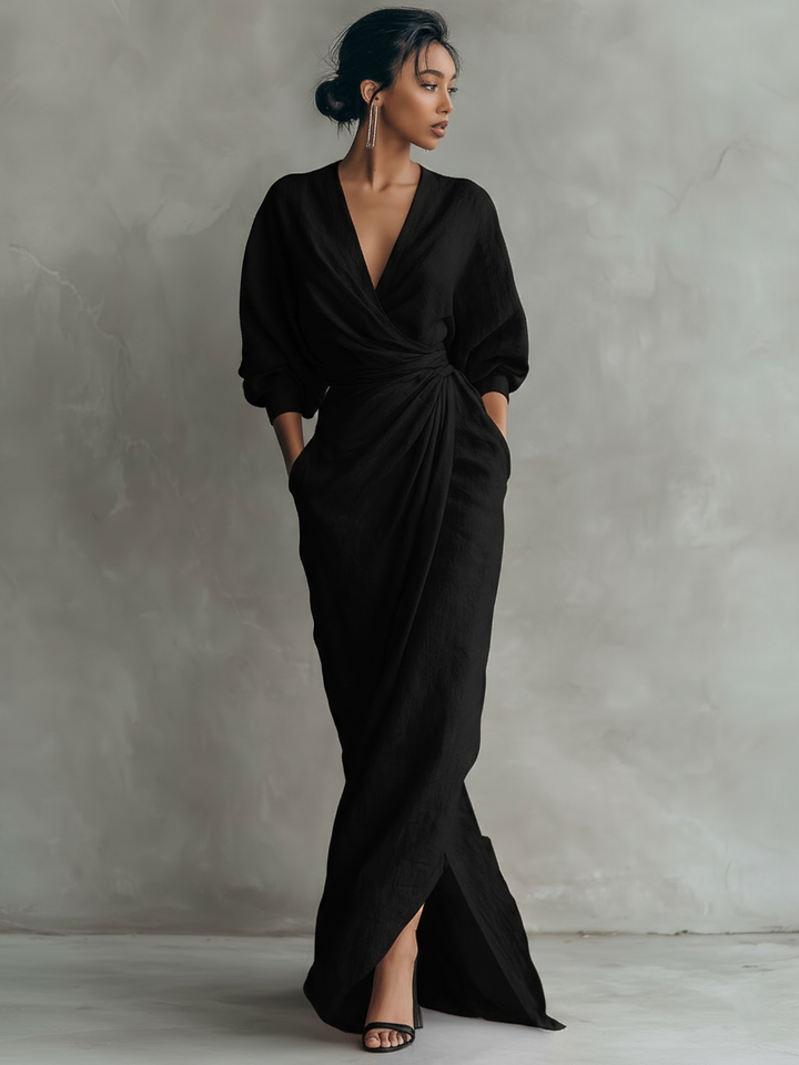 AILÍONN | MINIMALIST LINEN BLEND MAXI DRESS