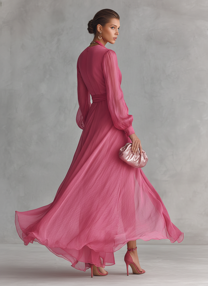DUIBHEASA | ELEGANT BEADED CHIFFON MAXI DRESS