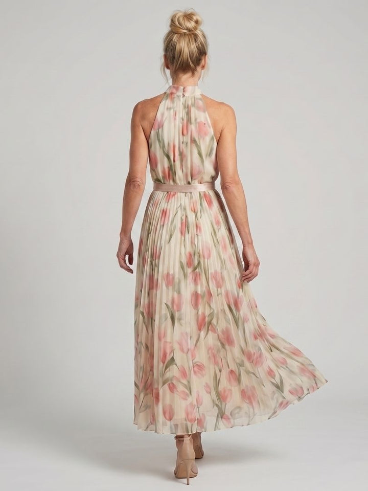 MAEVE | HALTER NECK FLORAL MIDI DRESS