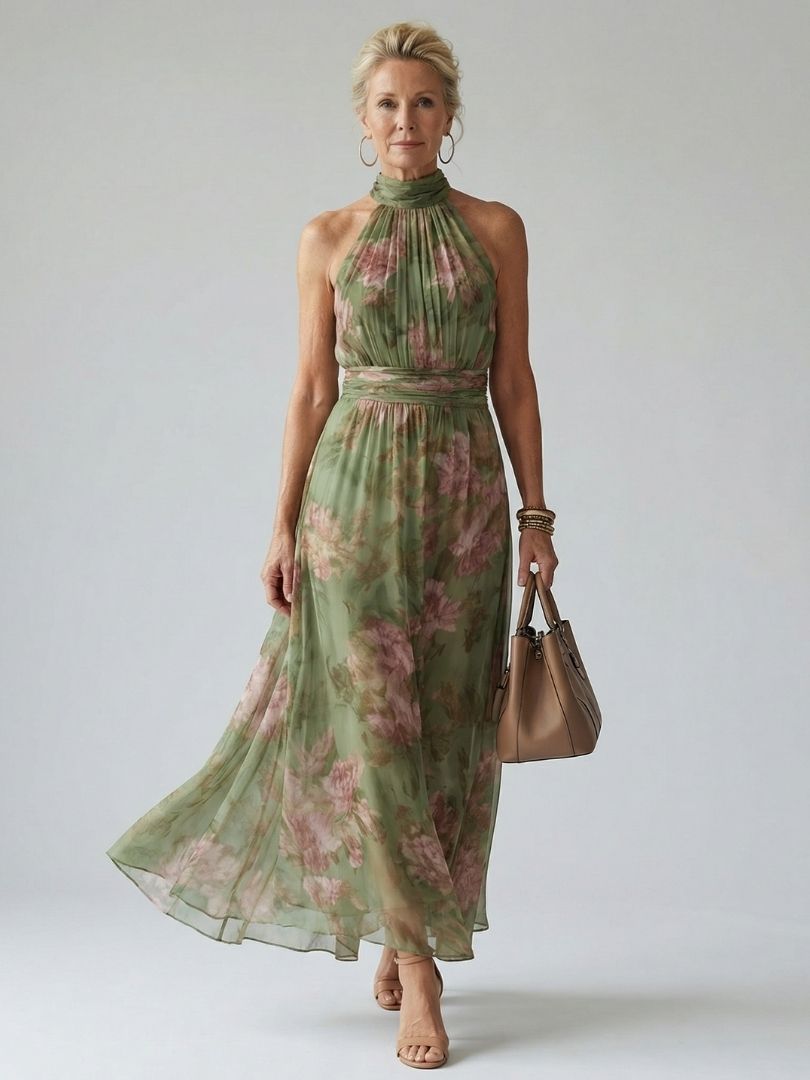 ORLA | FLORAL HALTER MAXI DRESS