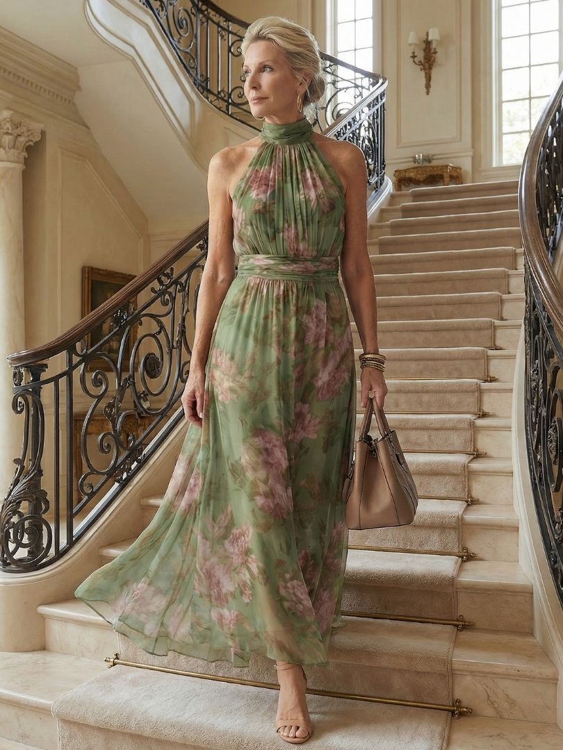 ORLA | FLORAL HALTER MAXI DRESS