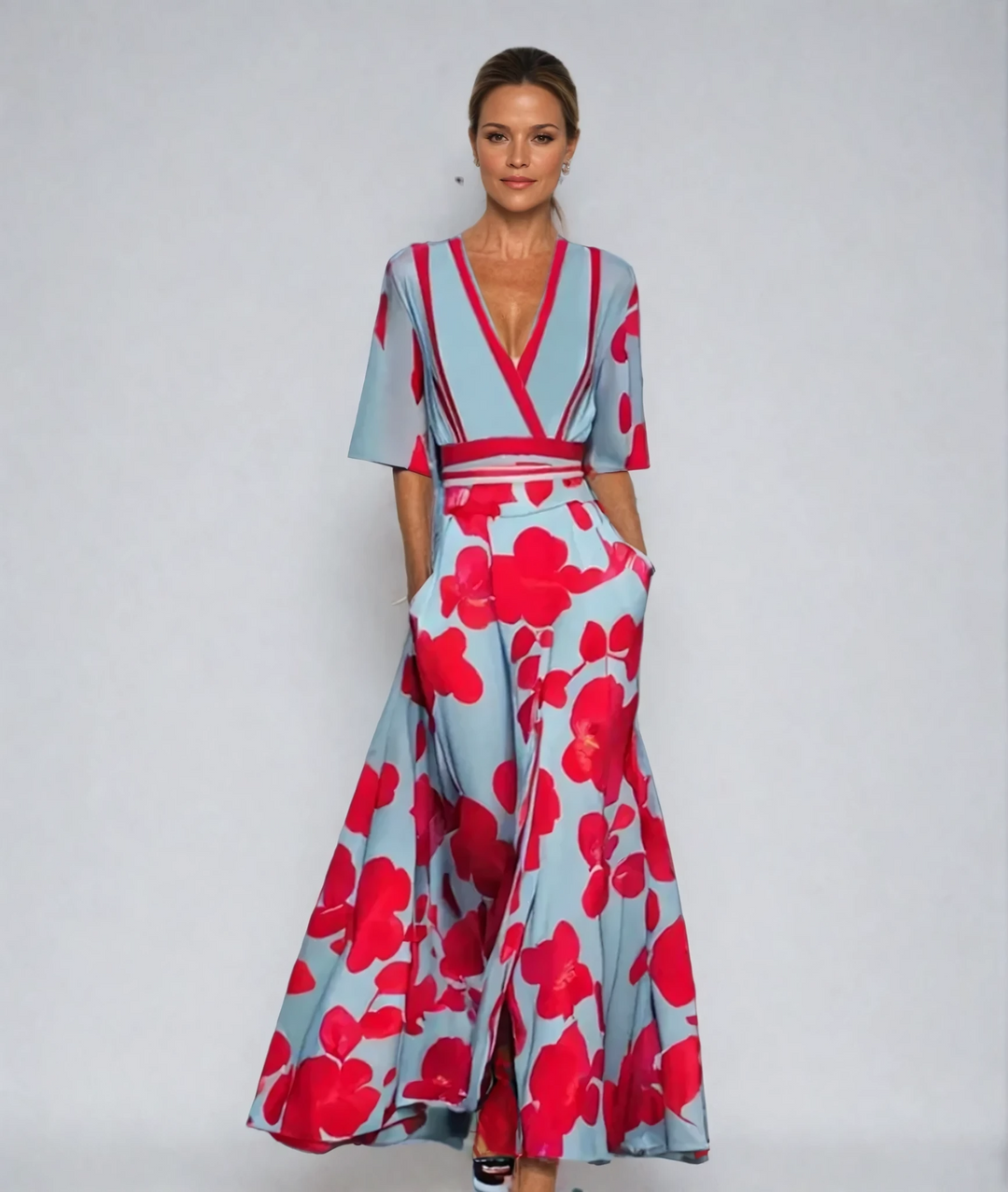 NUALA | ELEGANT FLORAL A-LINE DRESS
