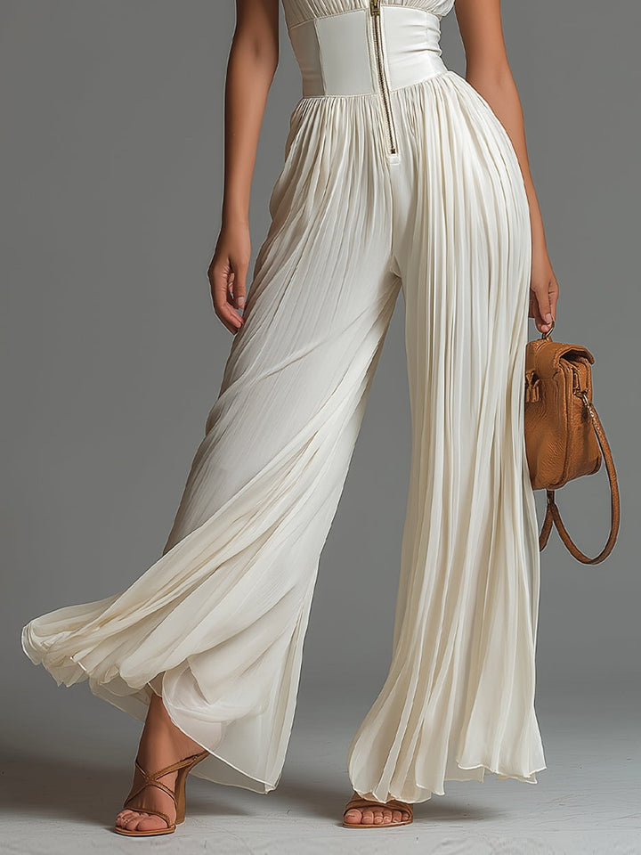 MÉABHNAT | ELEGANT PLEATED CHIFFON JUMPSUIT