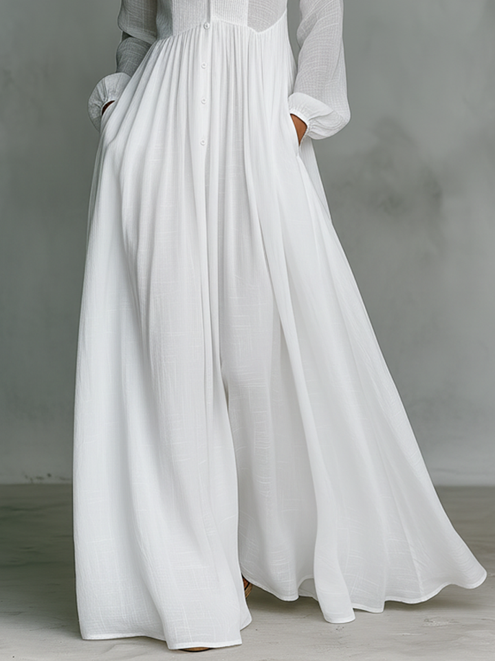 SUAILCE | PATCHWORK LINEN BLEND MAXI DRESS