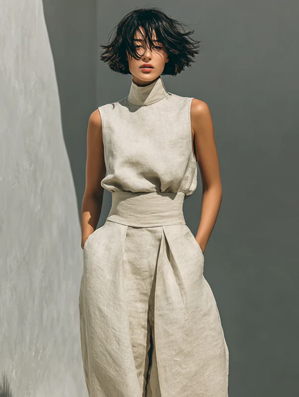 ÉADAOIN | MINIMALIST LINEN BLEND TROUSER SET