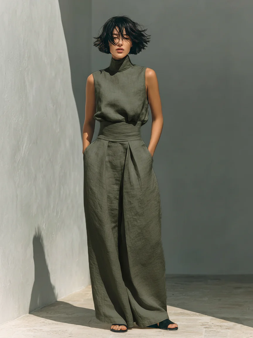 ÉADAOIN | MINIMALIST LINEN BLEND TROUSER SET