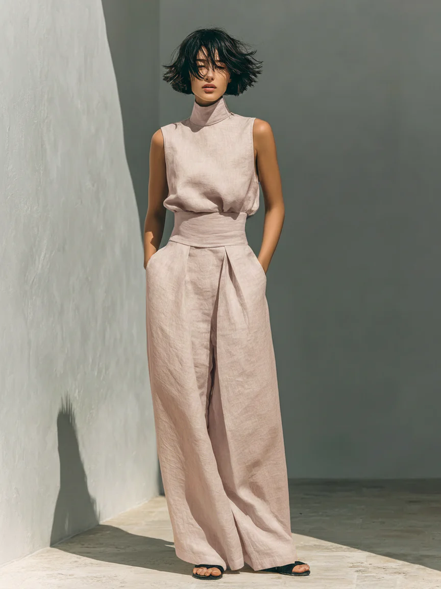 ÉADAOIN | MINIMALIST LINEN BLEND TROUSER SET