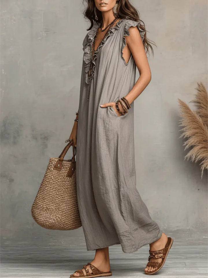 FIONA | EFFORTLESS BOHEMIAN LINEN MAXI DRESS